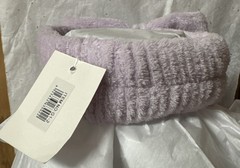 Plush Bow Spa Headband W/ Pearls On Top Of Bow-Teen Or Adult Lavender