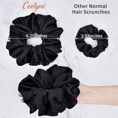 CEELGON Black Big Real Silk Scrunchies 6 pack – 6.3Inches Large Scrunchie Satin