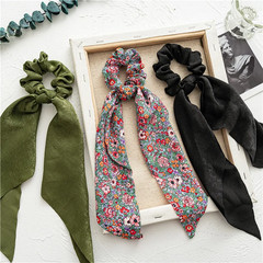 Fashion Leopard Print Bow Satin Long Ribbon Ponytail Scarf Hair Tie Scrunchies W