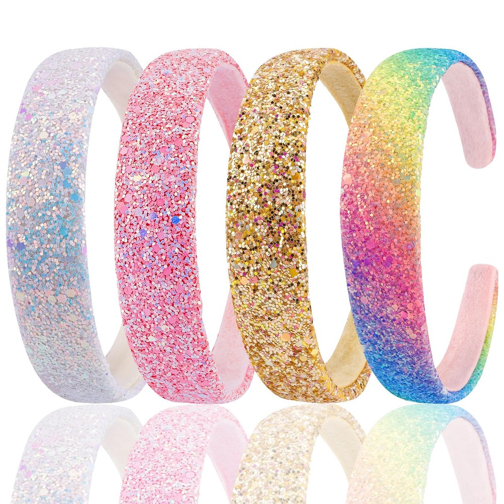 Glitter Headbands for Girls, Sparkly Sequin Headband Hairbands for Girls Non-…