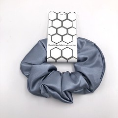 Handmade Women’s Scrunchies Silver Satin Hair Tie Size Regular
