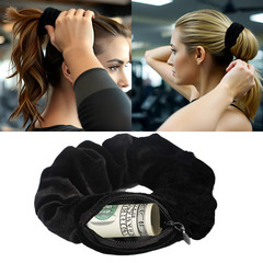 Velvet Scrunchie with Zipper Pocket for Women – 4PCS Hidden Storage Hair Tie