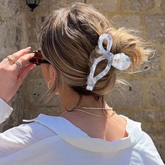 4Pcs Bow Hair Claw Clips for 1 Count (Pack of 4), Pink + blue + gray + yellow