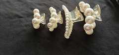 4pcs Clear Plastic Hair Clips with Faux White Pearl Accents