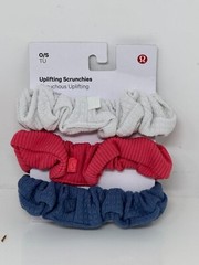Lululemon Uplifting Scrunchie 3 Pack Hair Ties White Coral Blue One Size