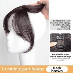 For FRENCH Style Bangs for Women 3D Realistic Hairpiece Natural Black Silk
