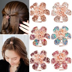 Mini Metal Hair Clips with Rhinestone Crystals for Women – Non-slip Jaw Clamps a