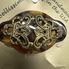 Bellissima Design Classic Hair Ornament Clip 2 ” Brown With Gold design