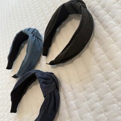 Women’s Denim Knotted Headband For Hair 3 Pieces Variety Of Blue Jean Colors