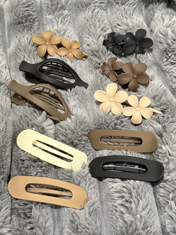 10 Pcs French Flat Hair Clips for Women – 3 Styles Non-slip Flat Claw Clips NEW