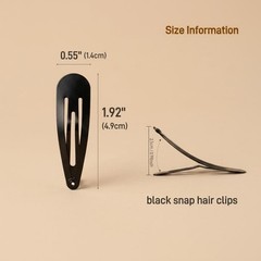 40 Pack Black 2 Inch Barrettes Women Metal Snap Hair Clips Accessories