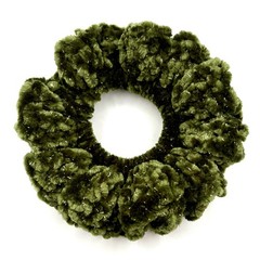 Sparkle Green Crochet Velvet Scrunchies, Durable, Soft Polyester