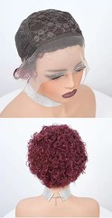 1cmx13cm Lace Frontal 100% Human Hair Wavy Pixie Cut Full Wig for Women,9 colors