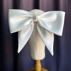 Wholesale Super Big White Bowknot Hair Clip Solid Color Glossy Satin Ribb