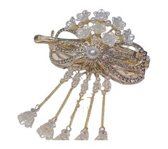 Elegant Alloy Hair Clip with Tassel and Bow Design, Single Piece Floral Hairpin