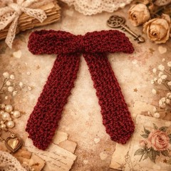 Handmade Red Crochet Bow Hair Clip Barrette for Women Classic Solid