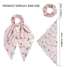 10Pcs Floral Chiffon Ribbon Polka Dots Scrunchies – Cute Bowknot Ponytail Holder