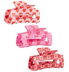 3Pcs Valentine’s Day Heart Hair Claw Clips 1 Count (Pack of 3), red pink rosy