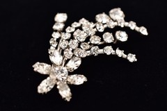 Vintage Made in Austria Rhinestone Hair Pin Crystal Floral Cascade Bridal BinBP