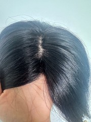 2.75″x4.3″ Traceless Front Silk Base 100% Human Hair Topper 12″, with Thick Bang