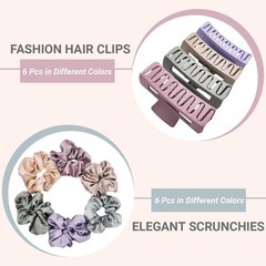PLERAVOX 12 Pack Hair Clips 1 Count (Pack of 12), 12PC Clips+Scrunchies