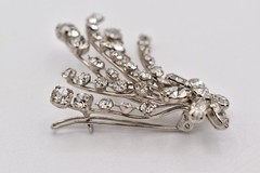 Vintage Made in Austria Rhinestone Hair Pin Crystal Floral Cascade Bridal BinBP