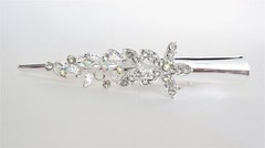Gold or silver clear or ab crystal flower metal alligator hair clip