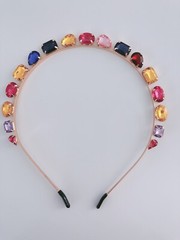 Women Girls Colorful Bling Crystal Gem Rhinestone Metal Head Hair Band Headband
