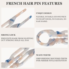 6 PCS 2.83 in Small French Hair Pins for Women, Prestige Hair Pins for All Hair,