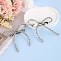 2 Pcs Bow Hair Clips Rhinestone Hair Accessories Silver Hair Bows Women Crystal