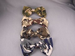 Camo camouflage print chiffon fabric big BOW 5″ wide barrette hair clip kawaii