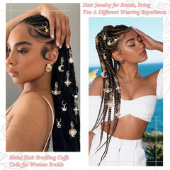 156Pcs Pink Crystal Loc Dreadlocks Jewelry Gold Hair Jewelry for Braids Multi Sh