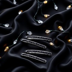 4Pcs Black Rhinestone Hair Clips – Shiny Crystal Barrettes and Bobby Pins | S…