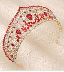 Women’s Tiara Crystal Wedding Royal Princess Queen Quinceañera Red