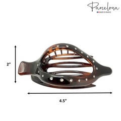 Parcelona French Elite Wide Beak Crystals Tortoise 1 Count (Pack of 1), Brown