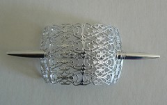 SALE Filigree Vintage Hair Clip Pin West Germany Light Weight Never Worn SilverE