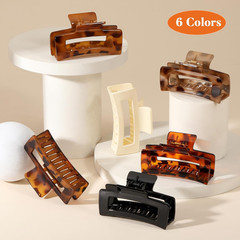 6 Pcs Rectangle Tortoise Shell Claw Clip – 3.35 Inch Medium Hair Clips for Women