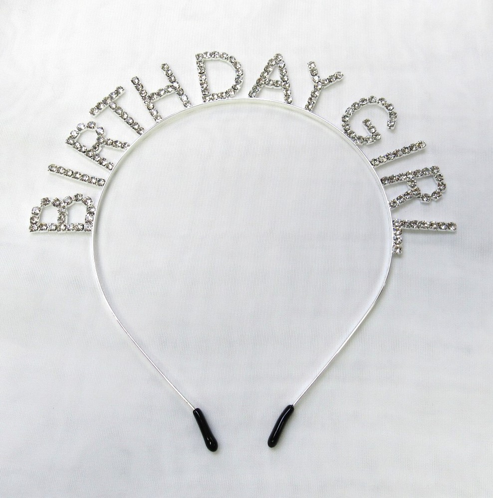 Birthday Girl Silver Plated Clear Rhinestone Crystal Headband