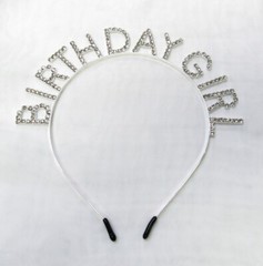 Birthday Girl Silver Plated Clear Rhinestone Crystal Headband