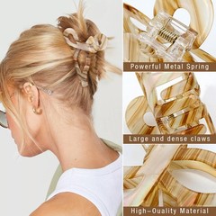 4Pcs Bow Hair Claw Clips for 1 Count (Pack of 4), Pink + blue + gray + yellow