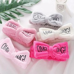 3pcs/set Cute Soft Coral Fleece Wrist Washband Bow Headband For Women Girl Wash