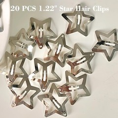 20 PCS 1.22″ Star Hair Accessories – Non-Slip Metal Snap Clips and Barrettes …
