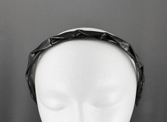 Black braided headband faux patent leather band grip teeth braid 5/8″ wide