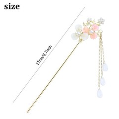 8 Retro Vintage Asian Hair Sticks with Pearl Pendants – Gold Metal Floral Pins f