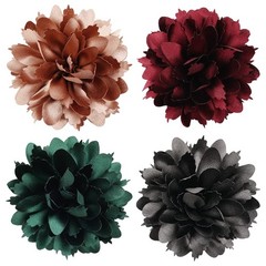 Cinaci 4 Pack Big Large Satin Rose Flower Plastic Hair Claws Clips with Bow Barr