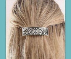 Celtic Hair French clasp Barrette Women Clip Unique Accessory metal silver knot
