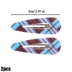 Vintage Plaid Hair Clips Set Teardrop Shape BB Clip Fashion Barrettes Lightweigh