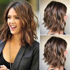 Womens Short Curly Wavy Hair Ladies Ombre Brown Wigs Cosplay Daily Full Wig US