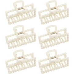 wawou 6 Pack Pearl Hair Clips for Women, 1 Count (Pack of 6), white pearl