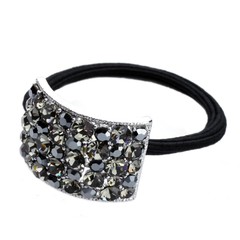 Hand Made Hair Jewelry swarovski crystal rectangle Hair Ponytail Holder, Black